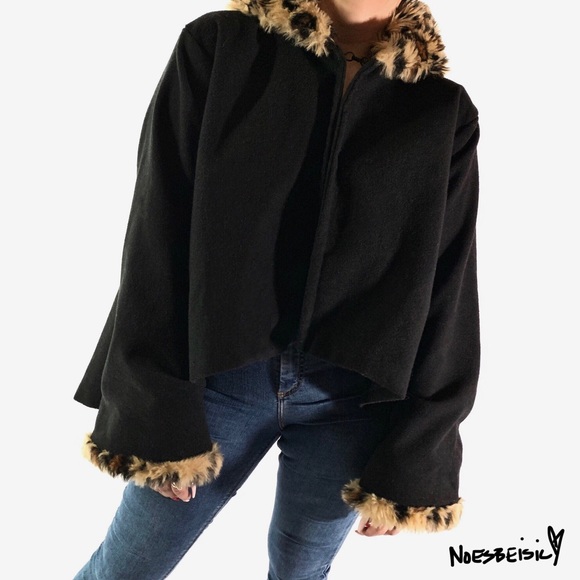 🚫SOLD•D🅿️🅾️P🚫 Pippa Lynn Black & Leopard Print Coat - Picture 3 of 8